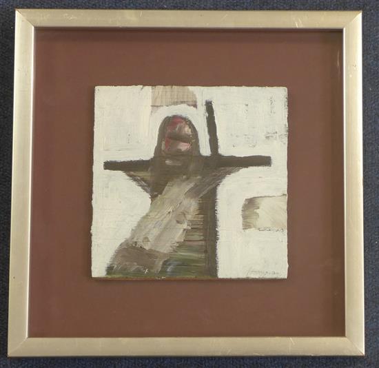 § Patrick Hayman (1915-1988) Crucifixion with pale sky, 1968 6 x 6in.